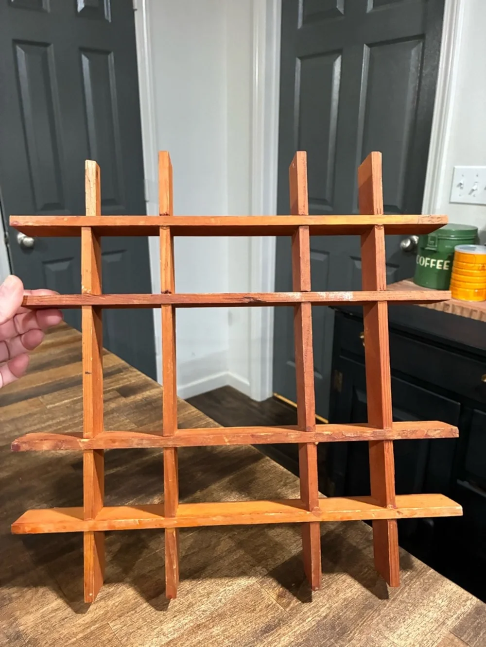 Rustic Wooden Wall Grid Shelf - Home Wall Decor